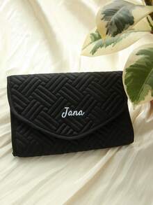 定制名称优质可折叠仿麂皮珠宝袋个性化字母纯色旅行便携式珠宝收纳卷可折叠定制珠宝收纳袋婚礼礼物送给女性的最佳伴娘礼物新娘派对礼物。 - 彩色 - 查看 16