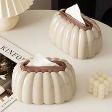 Elegant Beige Bread-Shaped Tissue Box Holder - Durable PP, Easy-To-Use Design For Restaurant And Living Room Decor, Minimalist Home Decor, Oval Luxury & Refined On-The-Go, European & American Luxury PU Leather Tissue Box Home Decor, Mother's Day Gift