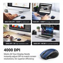UGREEN Wireless Mouse Ergonomic 6 Silent Mute Buttons, 2.4G Wireless With USB Mini Receiver, 5 Level DPI Setting 4000DPI For PC//Linux Laptop(Battery Not Included) - Blue - View 4