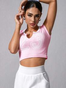 NcmRyu 1 件女式涂鸦设计性感短款修身露脐运动短袖上衣