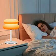 Abat-jour de lampe de pain à double couche personnalisé moderne, avec finition métallique brillante polie. Alimenté par USB, éclairage tamisable chaud et romantique pour la décoration de la chambre, veilleuse, excellent article cadeau