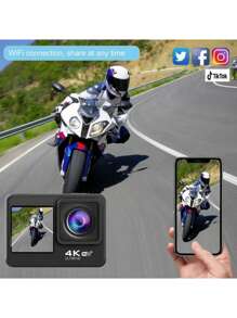 4K HD Sports Camera, Dual Screen Ultimate Experience With Rechargeable Battery, 32GB Memory Card And 170° Wide Angle Lens, Protective Case Included - Capture Your Adventures In Stunning Clarity And Detail, Extreme Sports, Modern Camera, Reliable Construction, Action Camera, Content Creators, Travel Vlogging, Compact Design, Highquality Lens, Adventure Seekers(Equipped With A 1050mAh High-Capacity Battery)