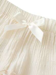 Falda corta de verano para mujer, informal, de color liso, elástica, con volantes, para playa, vacaciones, club, ropa de calle - Albaricoque - Ver 5