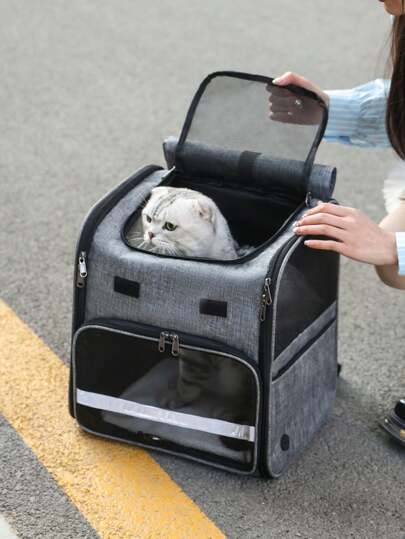 便携式猫笼 - 适用于中型猫和体重不超过 15 磅的小型犬的软边猫笼，宠物包，航空认可的旅行狗笼，宠物笼，猫笼，手持宠物包，宠物背包