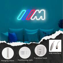 1 pièce Enseigne au néon LED, Lumière néon de voiture alimentée par USB, Décoration murale, Pour voiture, garage, chambre, parfait cadeau - Lumière néon monochrome, Accessoire d'éclairage et de décoration