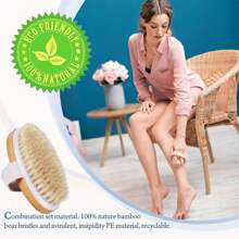 1 Stück Trockenbürstenkörperbürste, Körperhaut-Exfoliator-Kratzer, für trockenes Bürsten der Haut, Massage, Lymphdrainage & Verbesserung der Durchblutung, mittlere Stärke (Wildschweinborsten und Holzgriff) Trockenhaut-Körperbürste