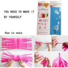 1Set Blue /Pink/Green/Champagne Tissue Tassel Party Garland Banner For Party Decoration, Birthday Decoration, Shower Backdrop Decoration, Wall Decor, Indoor Party Decoration,Festive Celebrations,Wedding Decor - Multicolor - View 4