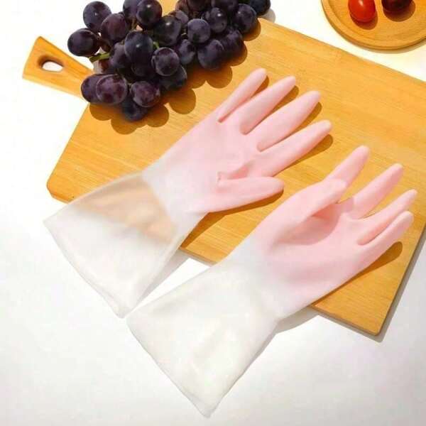 1pc Kitchen Dishwashing Rubber Gloves Household Rubber Gloves Waterproof Durable Laundry Latex Gloves