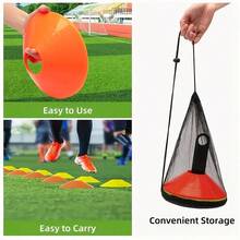 Fußballkegel, runde Kegel Geschicklichkeitstraining Sportskegel aus Kunststoff mit Tragetasche und Ständer, geeignet für Fußball, Basketball Trainingsplatz Markierung