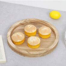 30厘米美式乡村风格木托盘、圆形餐盘、烛台、复古装饰木盘