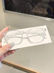 1 pieza Gafas de mujer con montura cuadrada de acrílico negro de estilo casual y ligero para usarlas con ropa diaria, decoración, uso estudiantil diario y regreso a la escuela