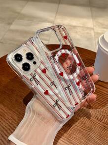 1 Pieza Funda de teléfono negra con lazo y raya roja, pantalla completa, magnética, transparente, resistente a golpes, de material suave y duro, se puede usar como regalo festivo para hombres y mujeres, anti-huellas dactilares y anti-arañazos, carcasa brillante transparente para XS/XS Max/XR/11/12/13/14/15/16 Pro/Pro Max, 14/15/16 Plus