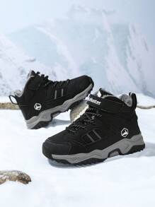 1 Pair Kids Fleece Outdoor Hiking Boots, Children's Winter Shoes, Warm & Comfortable, Suitable For Boys & Girls Daily Casual And Outdoor Trekking Camping, New Autumn/Winter Collection