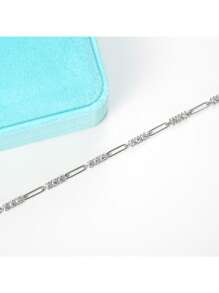 XUJIA Pulseira de moissanita fashion para mulheres, 1 peça, prata esterlina 925, cor D, corte redondo de 3 mm, joia de moissanita, noivado, casamento, aniversário, presentes para ela com certificado GRA, 18 cm/7,09 polegadas