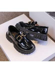 1 par de zapatos pequeños con moño para niñas, suela blanda antideslizante, diseño de punta redonda, estilo elegante y dulce, para fiesta de cumpleaños, recital de piano, zapatos infantiles