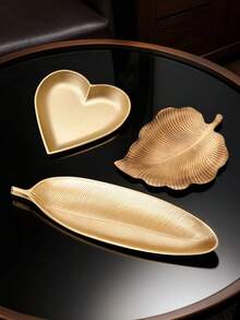 金箔菠萝羽毛造型木质托盘 - 多功能装饰托盘，适合家居和派对装饰，男女皆宜的圣诞礼物