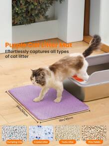 Cat Litter Mat, Large Double Layer Honeycomb Litter Trap Mat, Non-Slip And Waterproof, Floor Litter Box Urine Resistant Mat, Cat Litter Mat, Cat Supplies, Purple (Multiple Sizes Available)