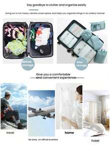 10件套旅行收纳袋，化妆品整理袋，鞋套，化妆包，衣物收纳袋，整理箱，夏季旅行必备，香水收纳盒，美容收纳盒，内衣袋，行李袋，防水衣物收纳整理袋，可折叠内衣袋 - 彩色 - 查看 3