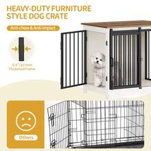 HEXCELEN Dog Crate Furniture, 27.2" Double Door Dog Crate With Barn Door, Dog Kennel Indoor, End Side Table Wooden Dog Crates For Small Medium Dogs, Anti-Chew Anti-Escape, White Brown - màu nâu - Xem 7