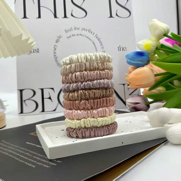 2PCS 100% Natural Silk Solid Color Hair Ties High Quality Hair Scrunchies (19Momme) Women Big Hairbands Hair Accessories, Hair Accessory ,Hair Accessories, Scrunchy Hair Ties