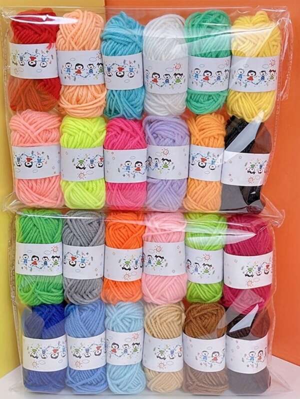 EDCUEBE7 1 Set Of 38pcs/36pcs/24pcs/12pcs Surprise Random Color Crochet Yarn, Soft Sewing Supplies For Handmade Knitted Scarf, Hat, Doll Decor, Ideal For Christmas, Halloween, Thanksgiving, New Year And Birthday Gifts!