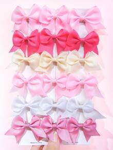 10个装女孩彩色布艺蝴蝶结发夹，可爱百搭的发饰，简约设计不伤发，适合日常使用 - 彩色 - 查看 6