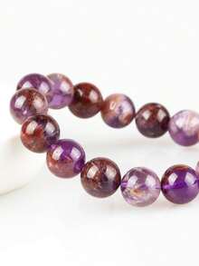 1 件紫水晶和虎眼石弹性手链，女士缓解焦虑瑜伽冥想配件