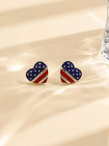 1 Pair Of American Independence Day Bow Stud Earrings Fashion European And American Style Love Earrings Personalized Party Earrings