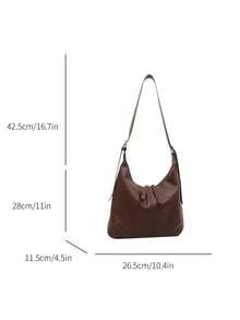 复古大容量纯色女士单肩包，多功能斜挎包，女士单肩手提包，大容量斜挎手提包，休闲工作包