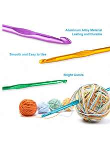 EDCUEBE7 2.0-10.0 Aluminum Alloy Crochet Hooks 14pcs/Set, Colorful Ergonomic Crochet Needles For Arthritis, Knitting, Yarn Crafting (Random Colors) - Multicolor - View 7