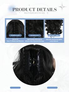12-Inch Claw Ponytail Hair Extensions, Black, Light Brown, Chocolate Brown, Multi-Color Deep Wave Heat-Resistant Synthetic Ponytail Wigs, Curly, Suitable For Women's Daily Wear, Cosplay, Christmas, Music Festivals, Carnivals, Holiday Parties And More - Multicolor - View 6