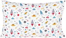 Planet Spaceship Rocket In Universe Cotton Cozy Twin Bed Sheet Set, Flat Sheet & Fitted Sheet & Pillowcase Natural Bedding Set (Space, Twin) - 黑與白 - 查看 6