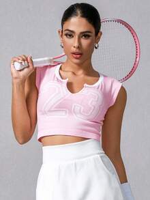 NcmRyu 1 件女式涂鸦设计性感短款修身露脐运动短袖上衣