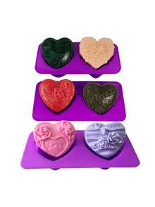 1pc/ Customized 2 Pieces Heart-Shaped Heart Rose Rose Silicone Soap Valentine's Day Chocolate Cake Candle Handmade Soap Mold
