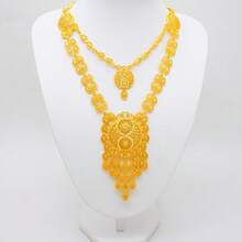 Dubai Gold Jewelry Set, African Bride Wedding Jewelry Set, Nigeria Necklace Bracelet Earrings Ring Jewelry - Yellow Gold - View 4