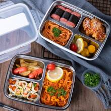 1 Stück 304 Edelstahl Bento Box, Schüler/Erwachsene verschließbare Lunchbox, mittlere Größe mit auslaufsicheren Fächern