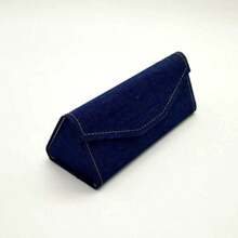 1 cutie triunghiulară pliabilă pentru ochelari de soare, cutie de ochelari vintage din denim de înaltă calitate, portabilă
