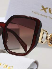 XVBQ 1 par de gafas elegantes de moda con marco grande y decoración de metal, adecuadas para uso diario, con empaque