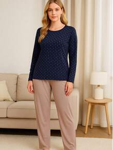 Women's Printed Pajamas Long Sleeve Winter Sleepwear Cold Comfortable Promotion Set - Multicolor - View 6