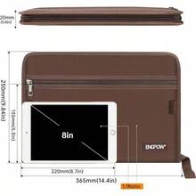 D&D  ENGPOW Fireproof File Folder Fireproof Fire And Water Resistant Money Document Bag With A4 Size 13 Pockets Zipper Closure Non-Itchy Silicone Coated Portable Filing Organizer Pouch(14.3" X 9.8") - Brown,13 Pockets - View 8