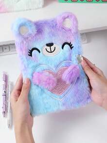 1 Stück Mädchen Tagebuch mit Schloss, Geheimes Kinder Tagebuch Notizbuch Geschenk zum Schreiben und Zeichnen, Hardcover Flauschiges süßes Bären Tagebuch Mit Kristall Aufklebern Für Mädchen, Geschenke für den Schulanfang - Verschiedenfarbig - Übersicht 4