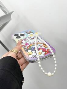 奶油漩涡波浪边光泽油彩虹花脸彩绘防震手机壳，手工串珠手链配件兼容 16/11/16pro/16plus/16promax/16e/15Promax/13/14/12/XS/XR/7G/8P、Galaxy S25/S25PLUS/S25 Ultra/A16/A36/A26/A56/A50/A12/A32/A52/A72/A51/A21S/A13/A14/S24/S24PLUS/S24Ultra、S22/A52/A53/A54/A55S23、11/12Pro/12/12X/13Pro/14Pro/15Pro、Redmi 10/9/Note9/12c/Note11pro/Note8Pro