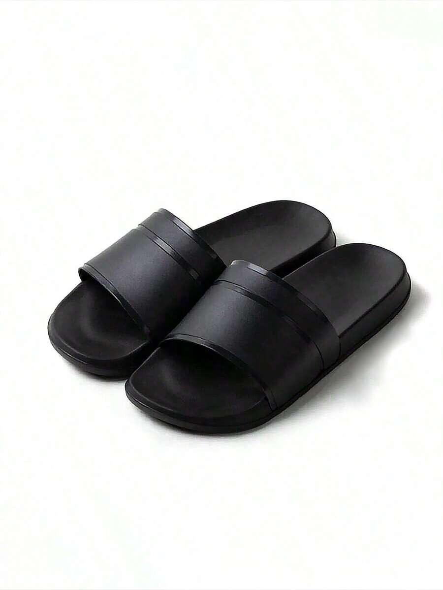 Disney Men's Simple Strap Slide Slippers, Quiet Indoor Home Slip Resistant Bathroom Bathroom Solid Color Sandals