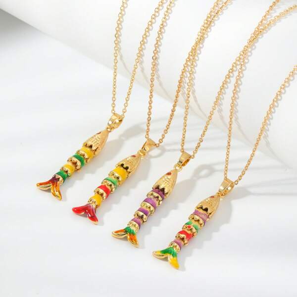 1pc Colorful Fashion Summer Ocean-Themed Pendant Necklace, Suitable For Women's Daily Wear