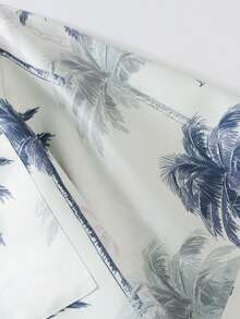 Men's Flower Print Short Sleeve Casual Loose Vacation Shirt, Summer Lightweight - White - View 5