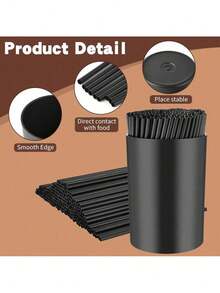 200 Pcs Black Coffee Stirrer And Holder Set – Plastic Coffee Stirrers With Holder For Mixing Coffee, Milk & Cocktails, Kitchen & Party Supplies - 1 - View 3