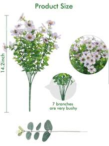 5pcs/3pcs/1pc Artificial Faux Plants Flowers Outdoor Spring Summer Decoration, Fake Silk Colorful Daisy Eucalyptus Realistic UV Resistant For Outside Home Planter Porch Patio Window Yard Decor,Outdoor Decor,Garden Decor (Mix)