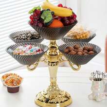 Rotating Fruit Basket Bowl Snack Candy Dish Countertop Fruit Stand For Home Party - Grey - View 8