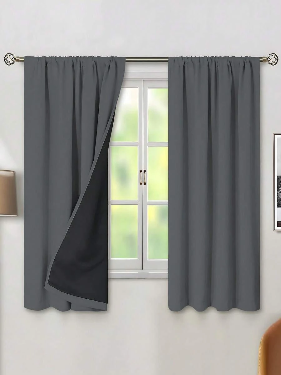 1 件全遮光隔热窗帘布 - 99% 抗紫外线涤纶，杆袋悬挂，不可漂白平纹编织，卧室艺术主题，涂层遮光隔热，节能，降噪 - 非常适合卧室、农舍和学校深度睡眠 - 深灰色 - 查看 1
