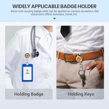 Badge Reel, Funny Badge Holder, Cute Badge Clip For Nurse, This Is Fine Dog Retractable ID Badge Clips, Office Name Badge Accessories, Nursing Student Gifts - 淺灰紫 - 查看 8